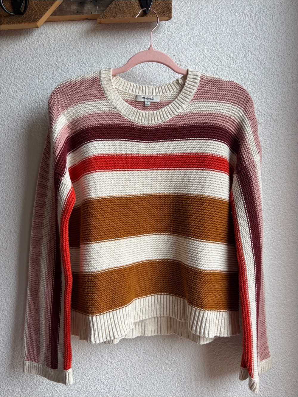 Madewell Valleyscape Striped Pullover Cotton Knit Sweater Small